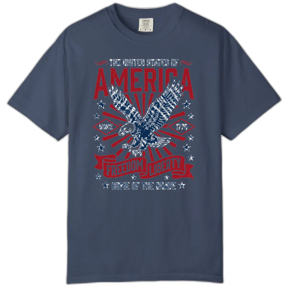 America Freedom Liberty Eagle Celebration Comfort Color in Midnight