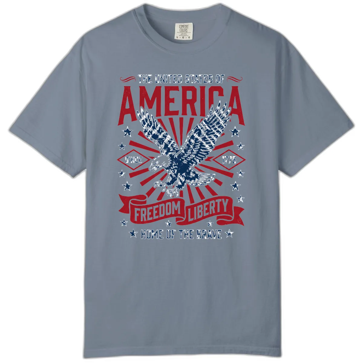 America Freedom Liberty Eagle Celebration Comfort Color in Blue Jean