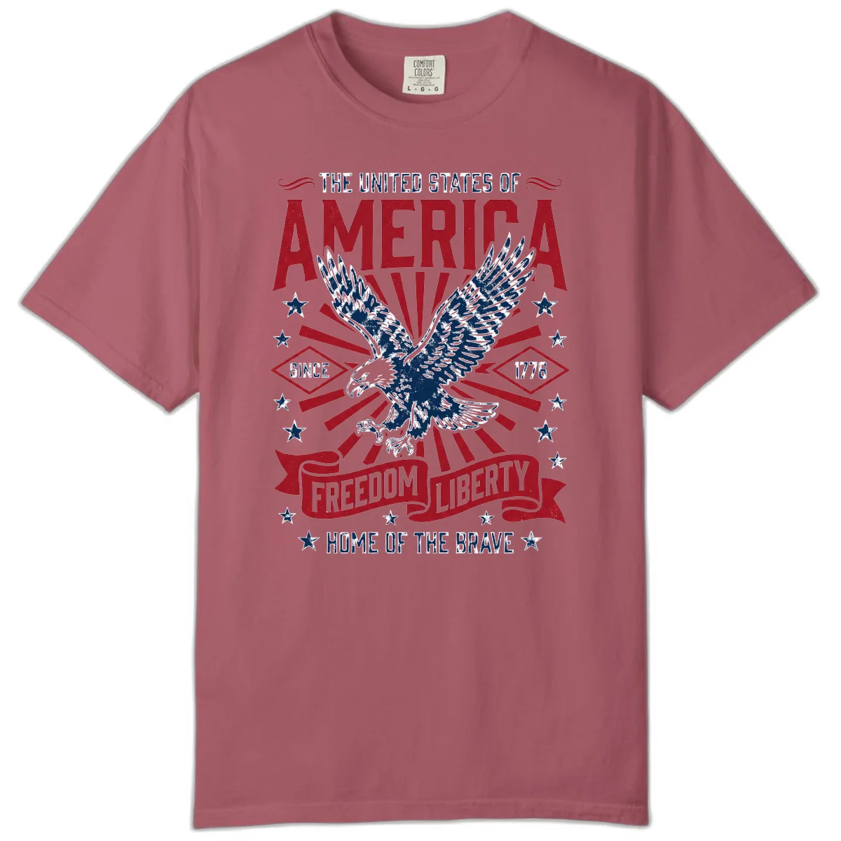 America Freedom Liberty Eagle Celebration Comfort Color in Crimson