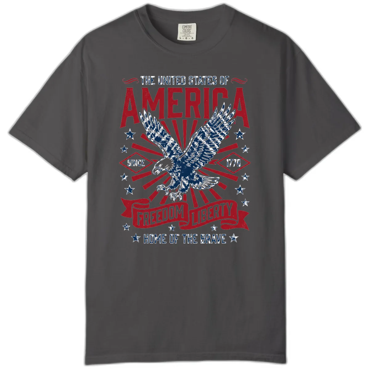 America Freedom Liberty Eagle Celebration Comfort Color in Graphite