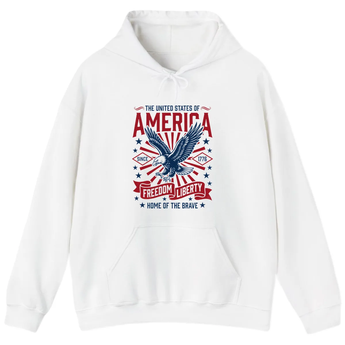 America Freedom Liberty Eagle Celebration Hoodie in White