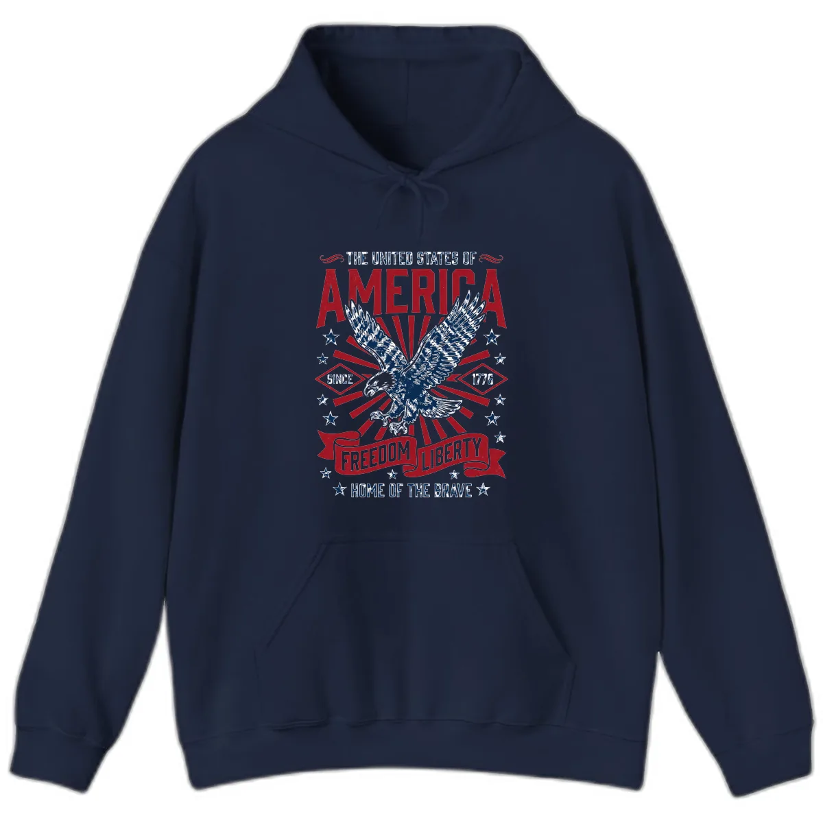 America Freedom Liberty Eagle Celebration Hoodie in Navy