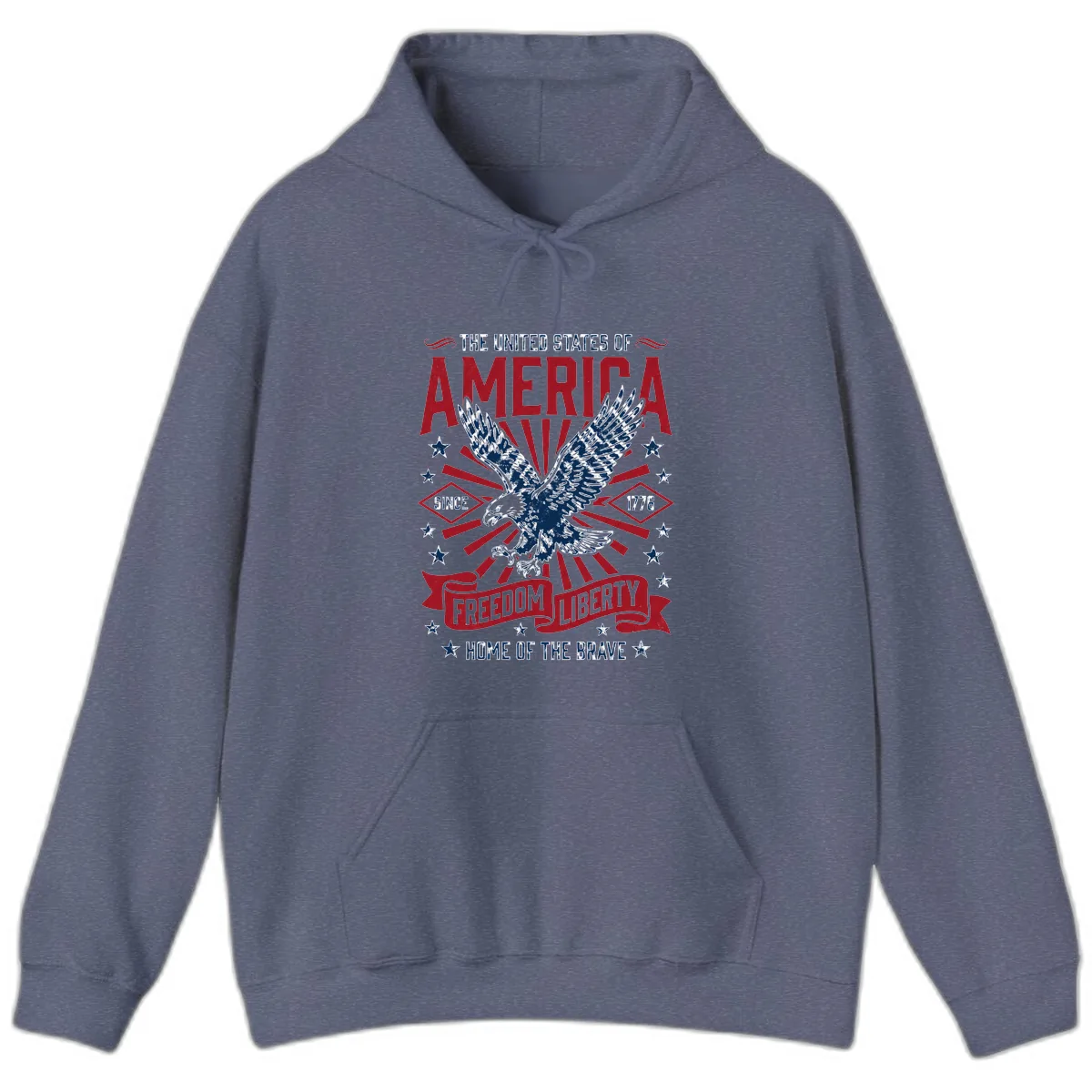 America Freedom Liberty Eagle Celebration Hoodie in Heather Navy