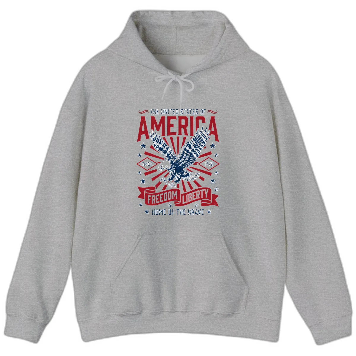 America Freedom Liberty Eagle Celebration Hoodie in Sport Grey