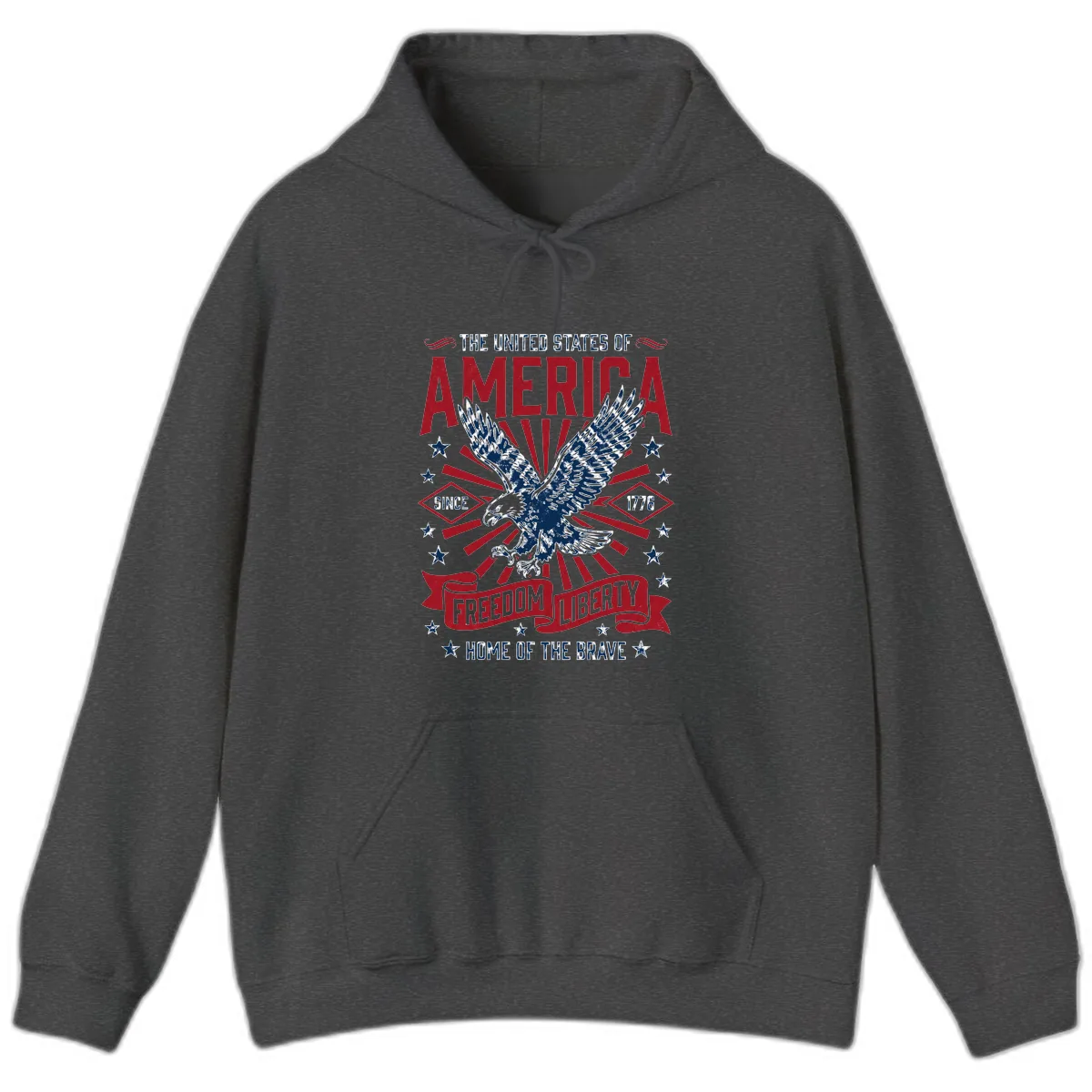 America Freedom Liberty Eagle Celebration Hoodie in Dark Heather