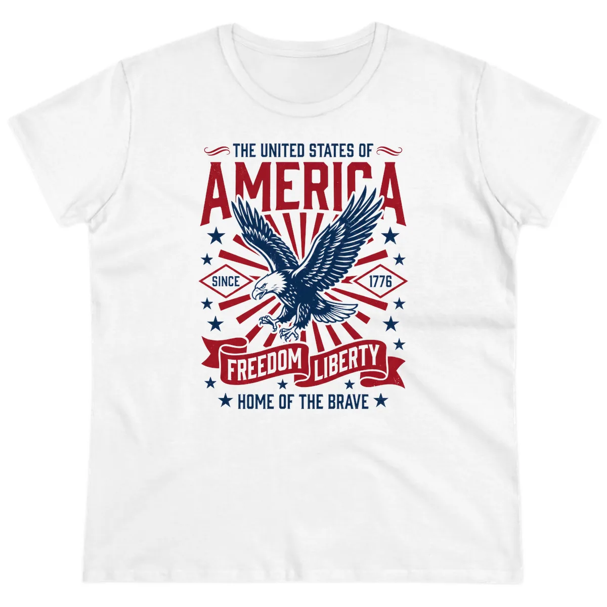 America Freedom Liberty Eagle Celebration Ladies Tee in White