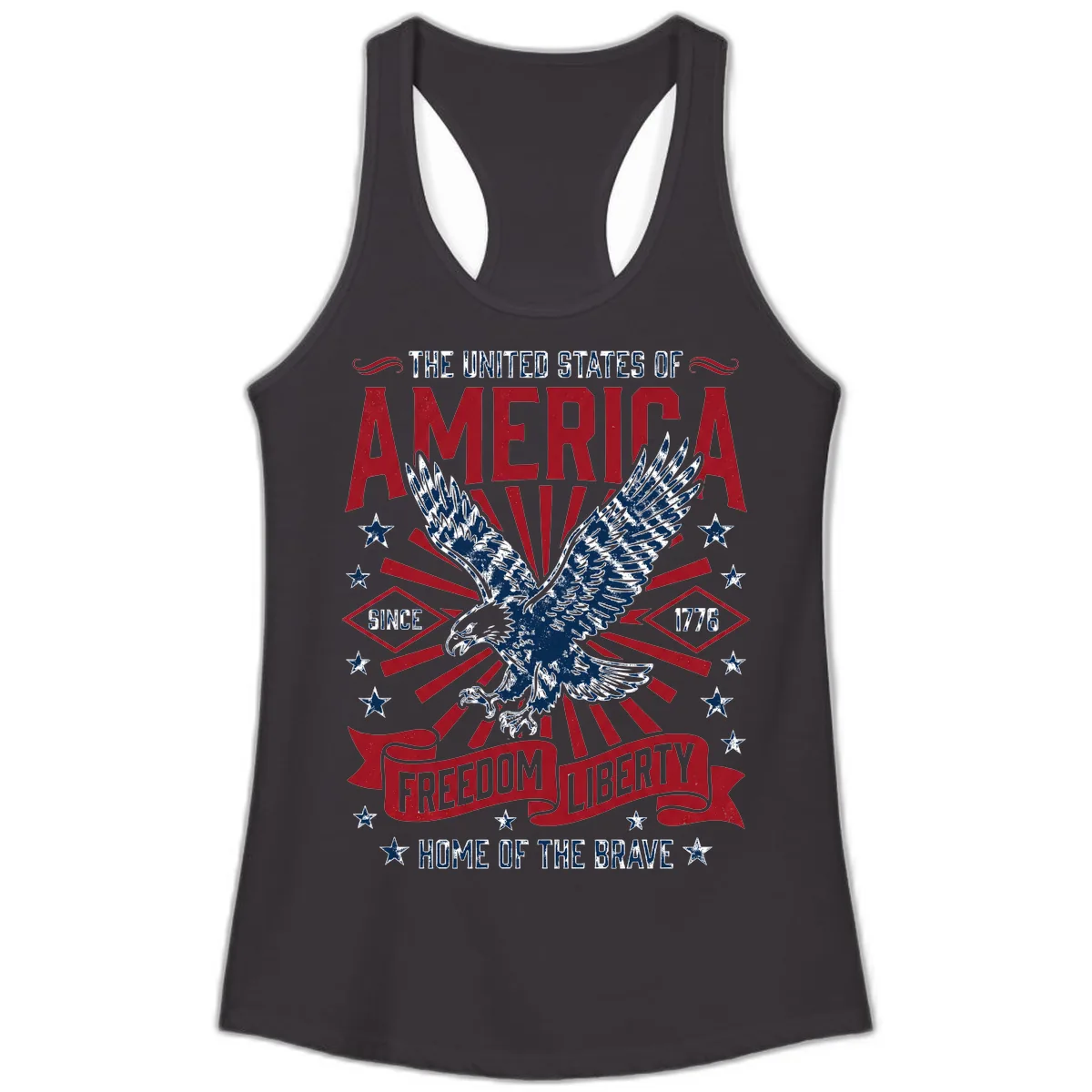 America Freedom Liberty Eagle Celebration Ladies Tank in Black