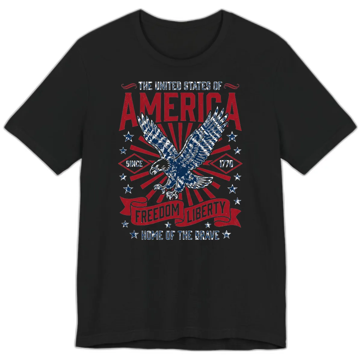 America Freedom Liberty Eagle Celebration Premium T-Shirt in Black
