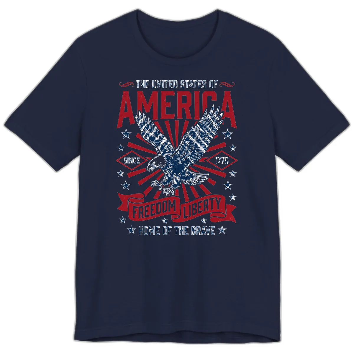 America Freedom Liberty Eagle Celebration Premium T-Shirt in Navy