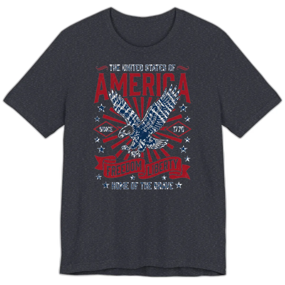 America Freedom Liberty Eagle Celebration Premium T-Shirt in Heather Navy