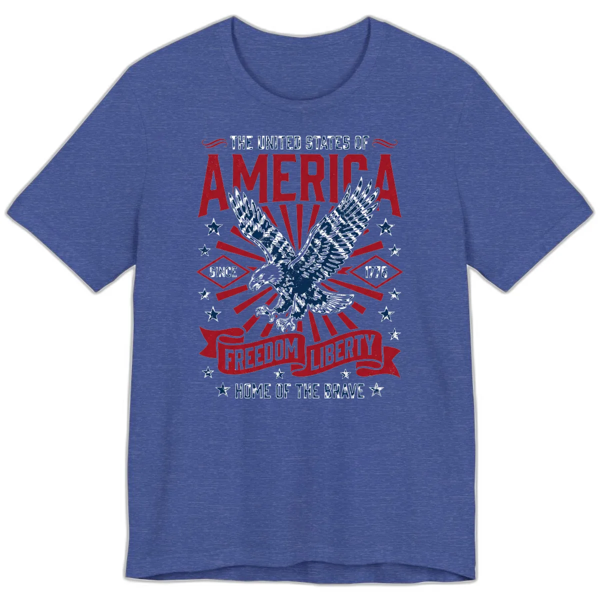 America Freedom Liberty Eagle Celebration Premium T-Shirt in Heather True Royal