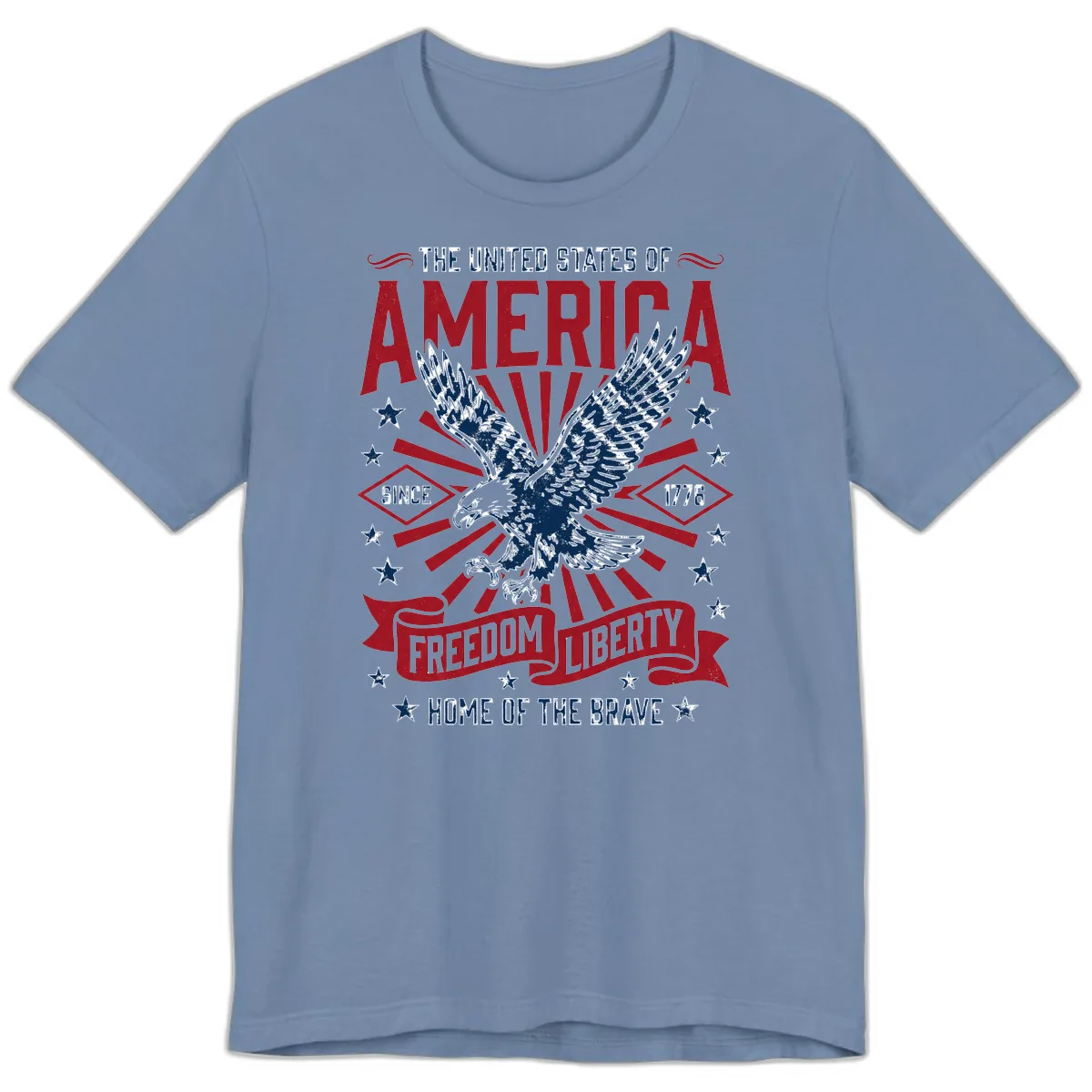 America Freedom Liberty Eagle Celebration Premium T-Shirt in Steel Blue