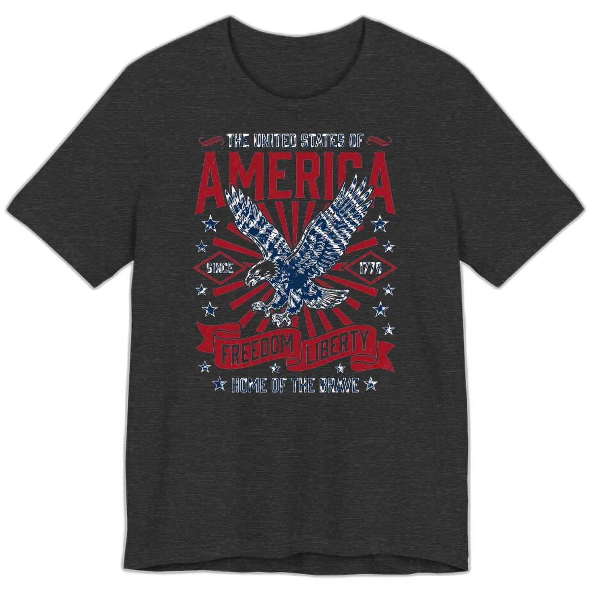 America Freedom Liberty Eagle Celebration Premium T-Shirt in Dark Grey Heather