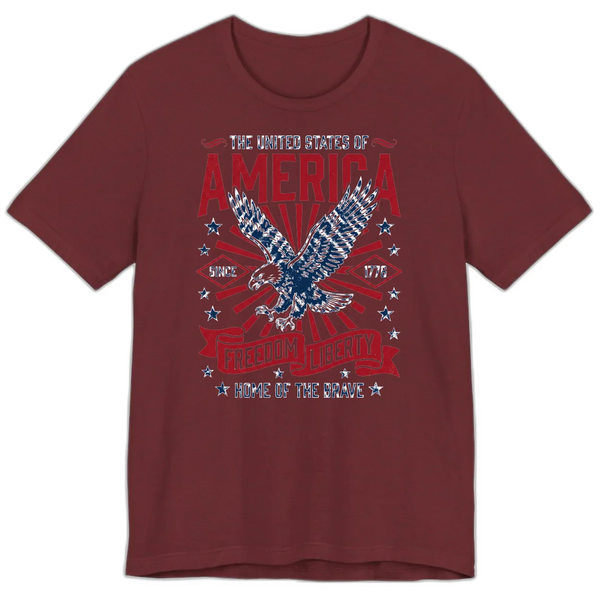 America Freedom Liberty Eagle Celebration Premium T-Shirt in Heather Cardinal