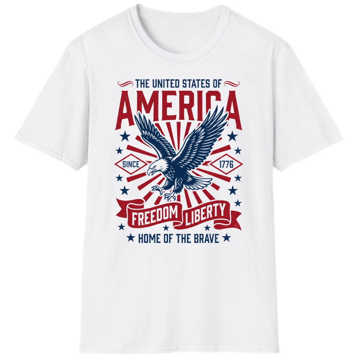 America Freedom Liberty Eagle Celebration T-Shirt in White