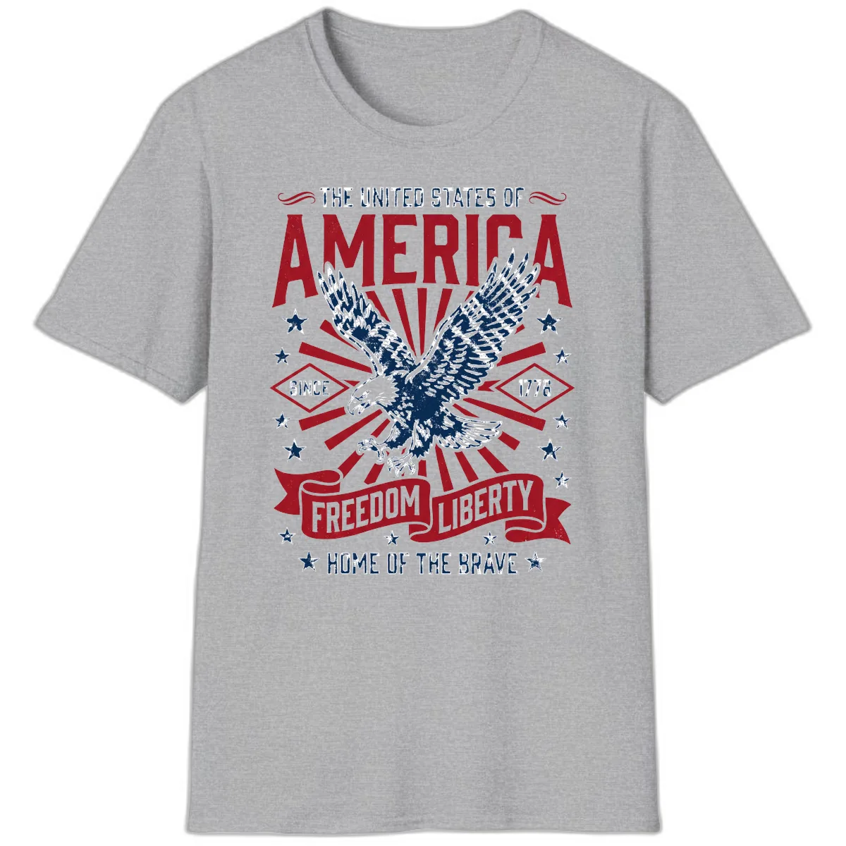 America Freedom Liberty Eagle Celebration T-Shirt in Sport Grey