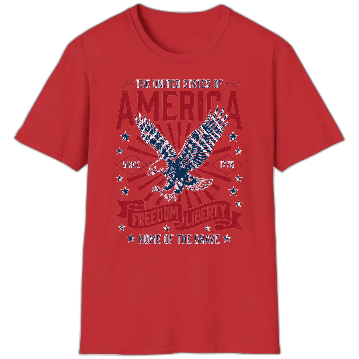 America Freedom Liberty Eagle Celebration T-Shirt in Red