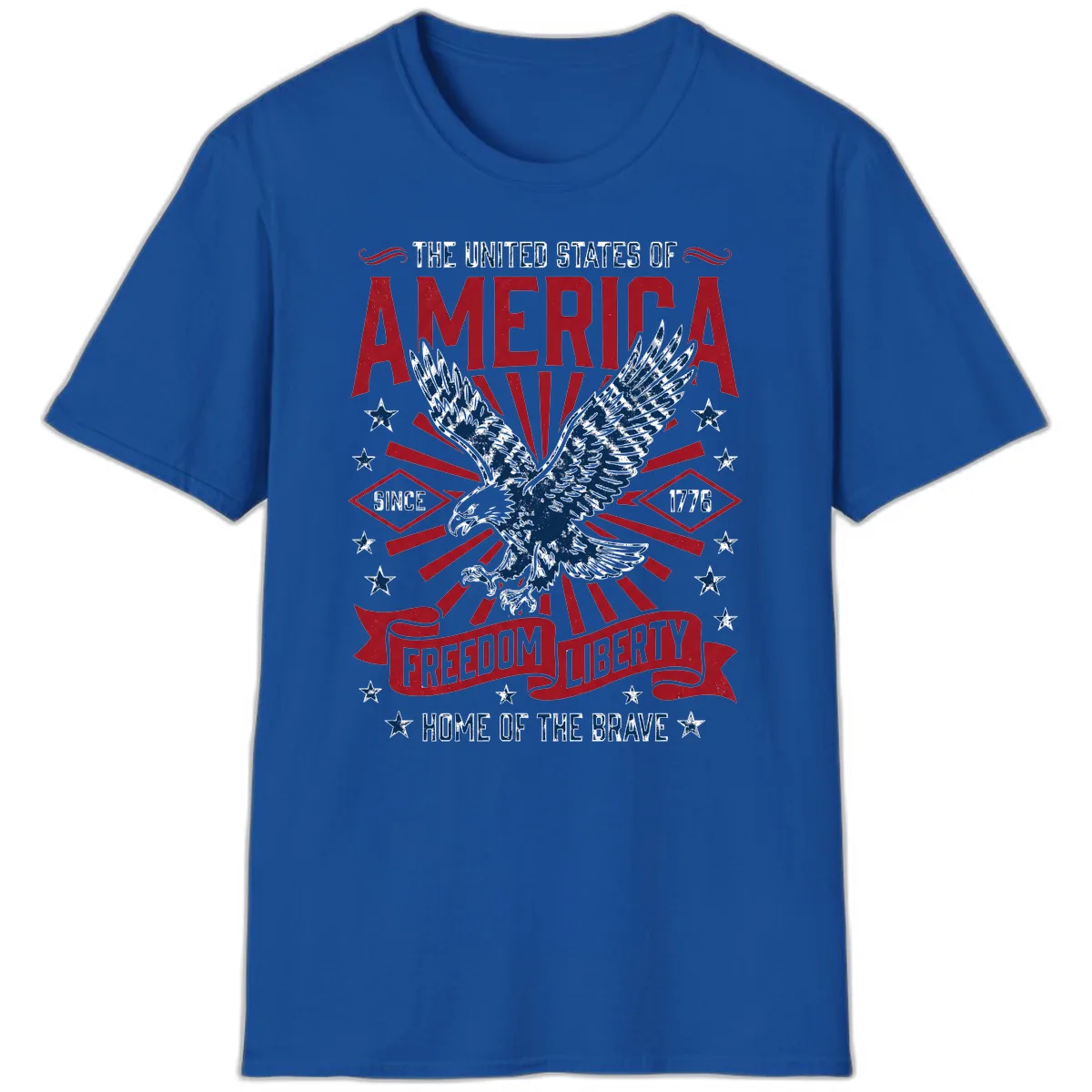 America Freedom Liberty Eagle Celebration T-Shirt in Royal
