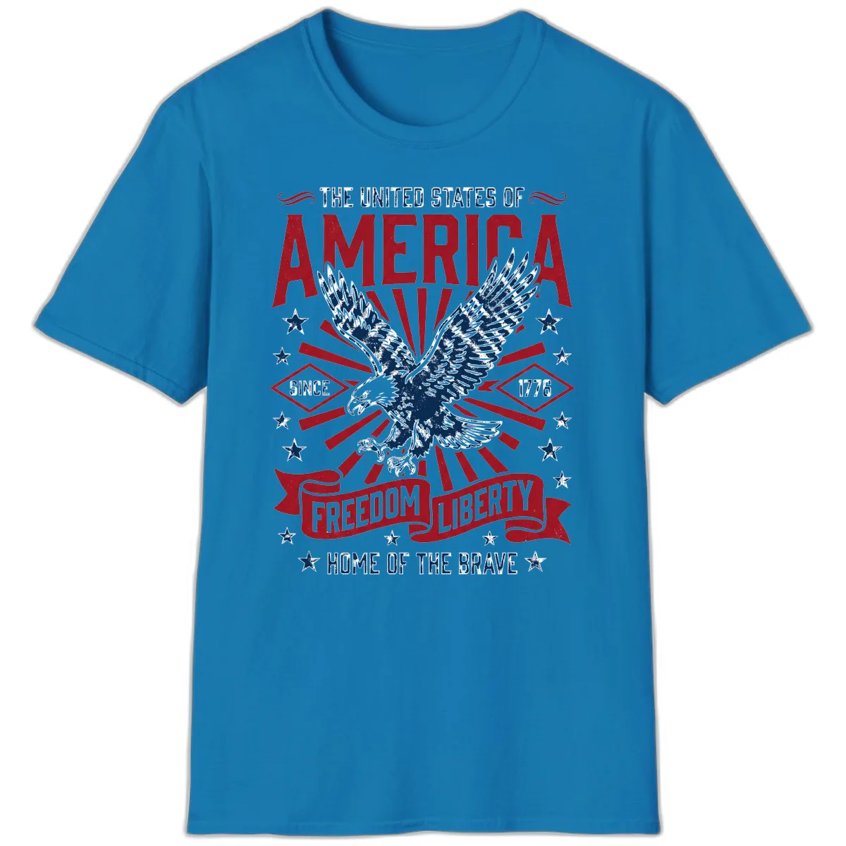 America Freedom Liberty Eagle Celebration T-Shirt in Sapphire