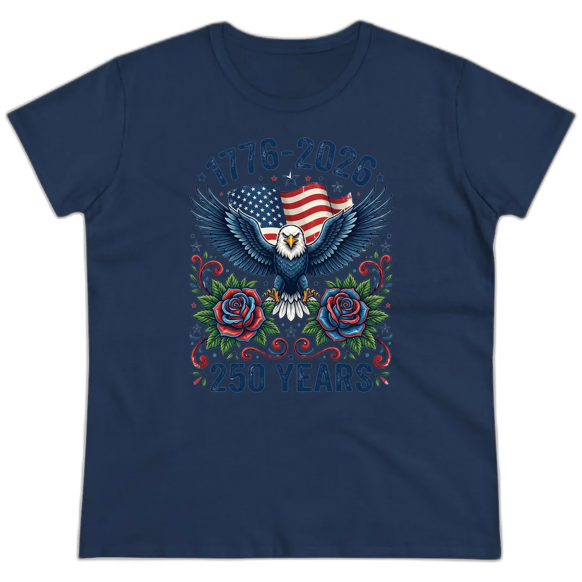 American Eagle 250th Anniversary Ladies Tee in Navy