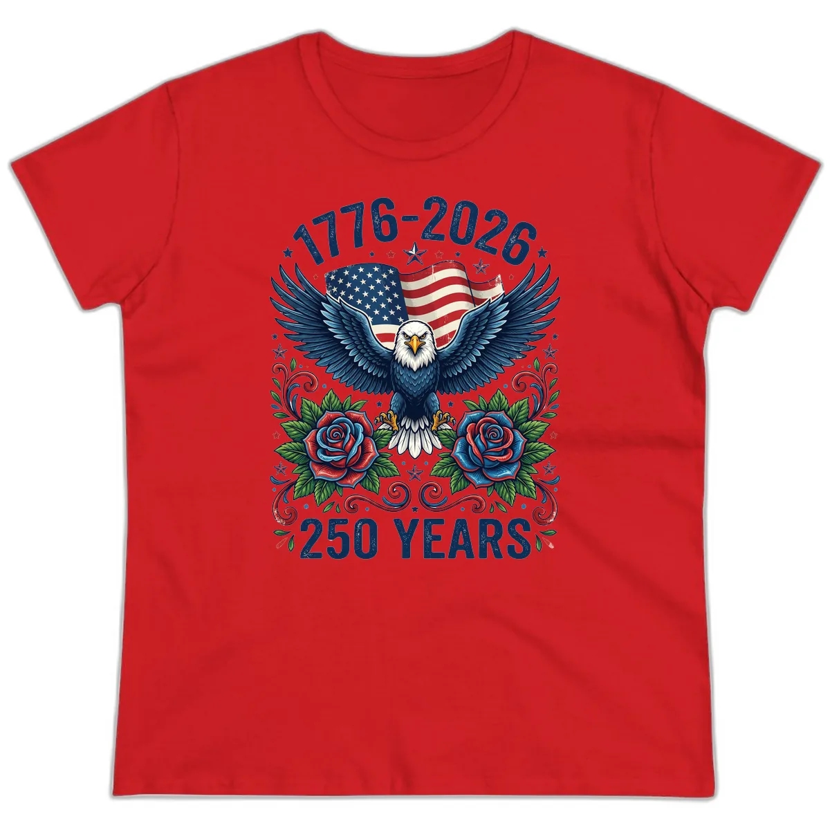 American Eagle 250th Anniversary Ladies Tee in Red