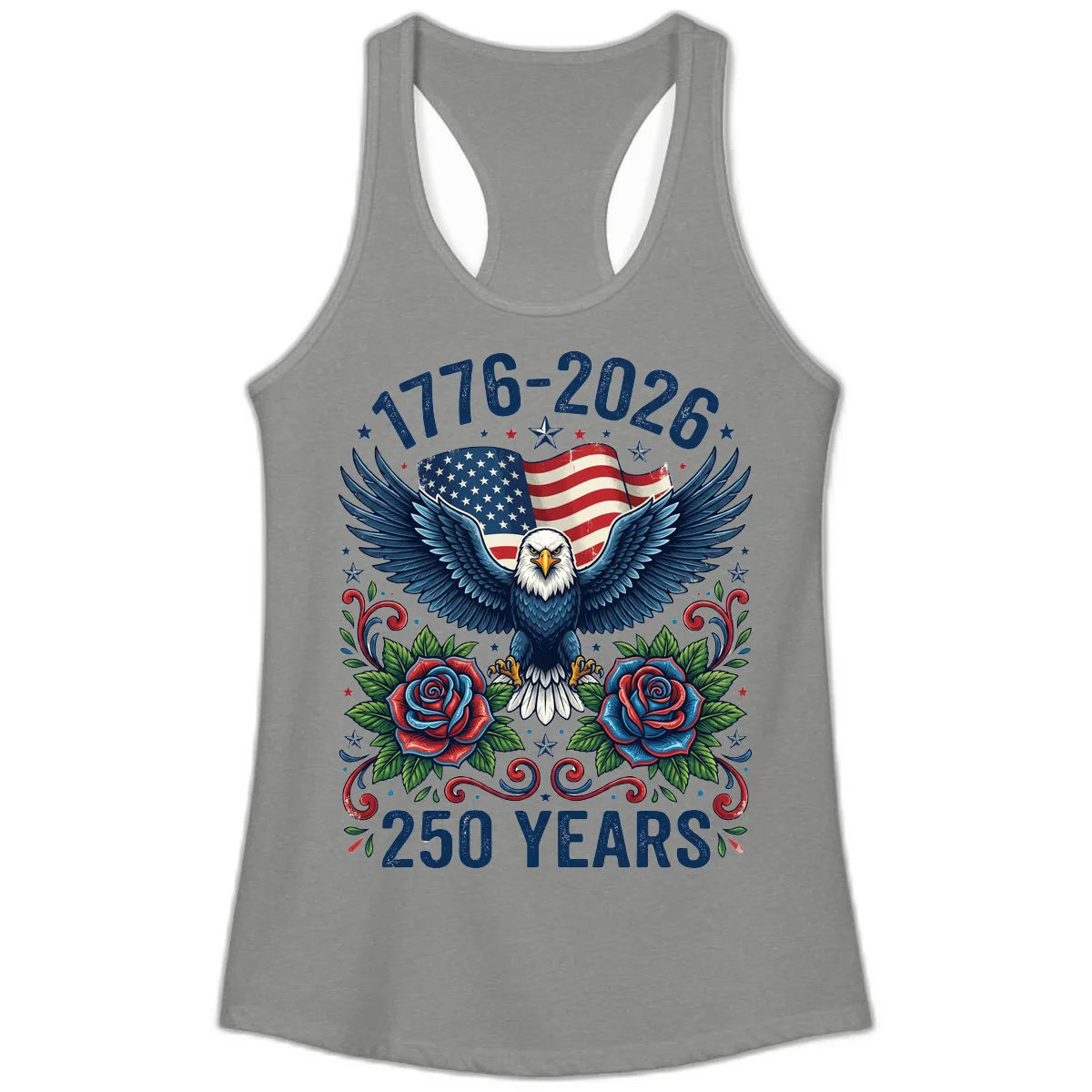 American Eagle 250th Anniversary Ladies Tank in Heather Grey