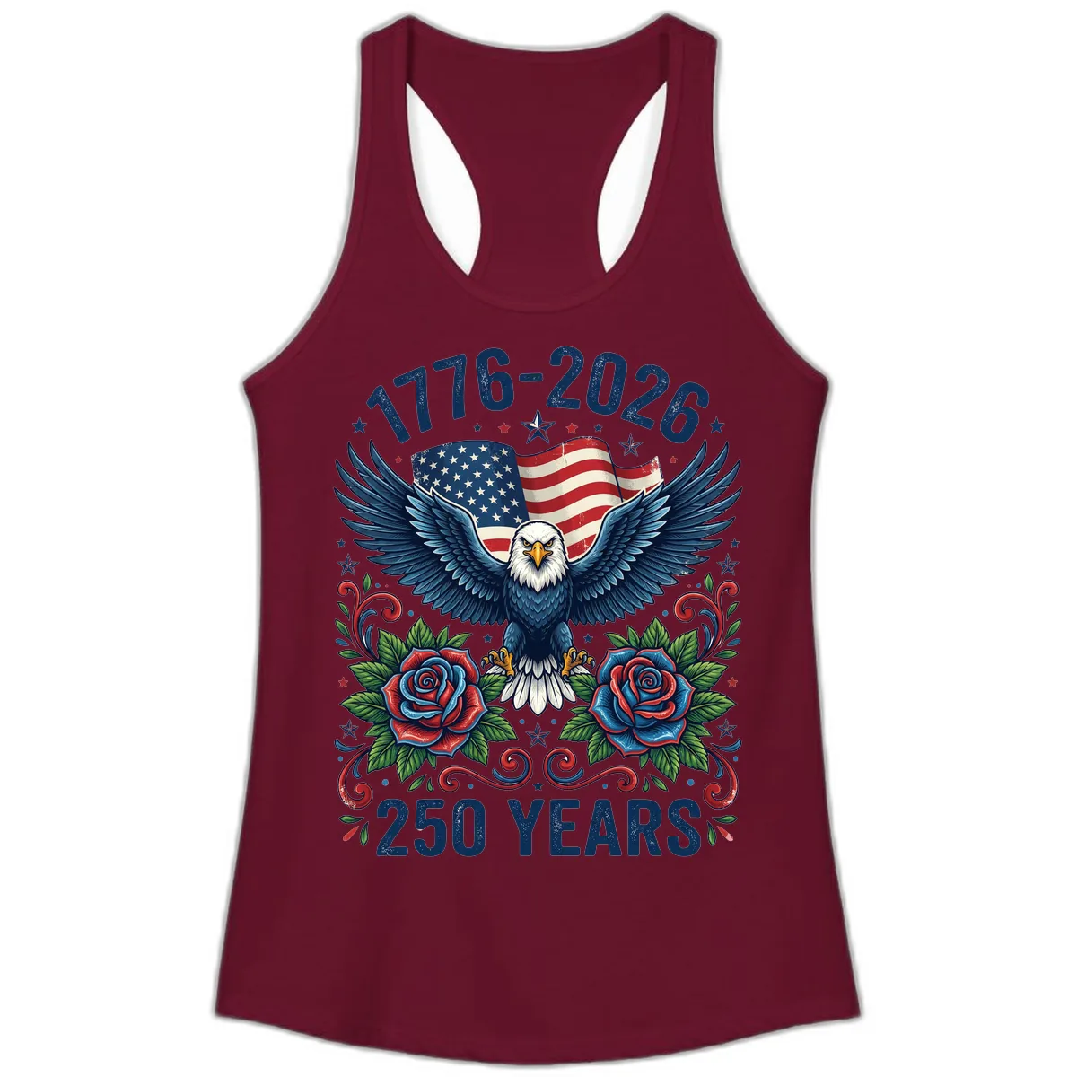 American Eagle 250th Anniversary Ladies Tank in Solid Cardinal Red