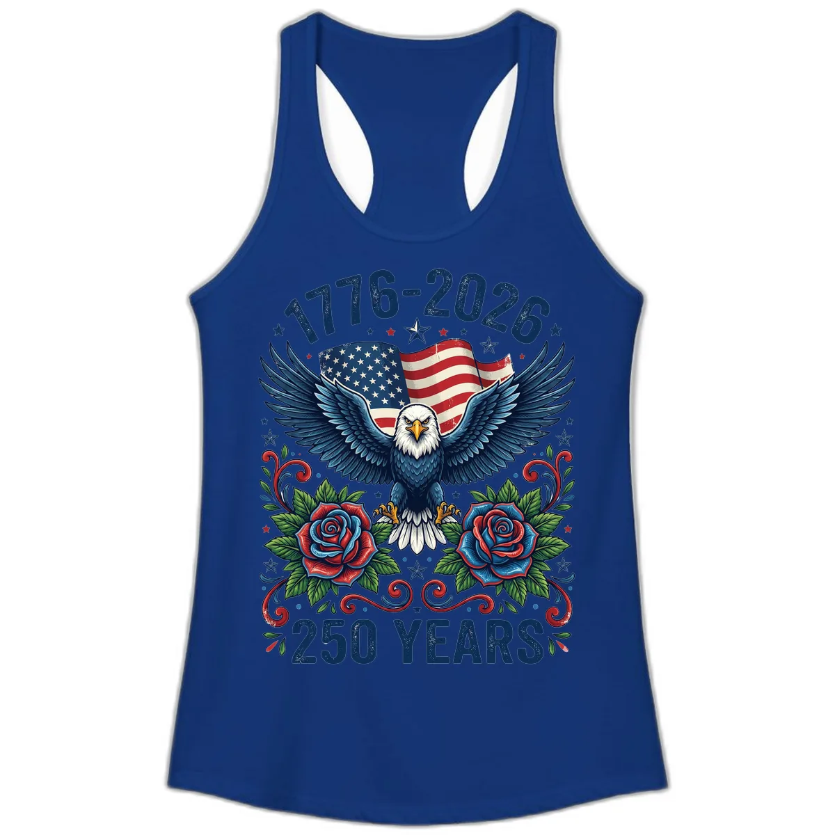 American Eagle 250th Anniversary Ladies Tank in Solid Royal