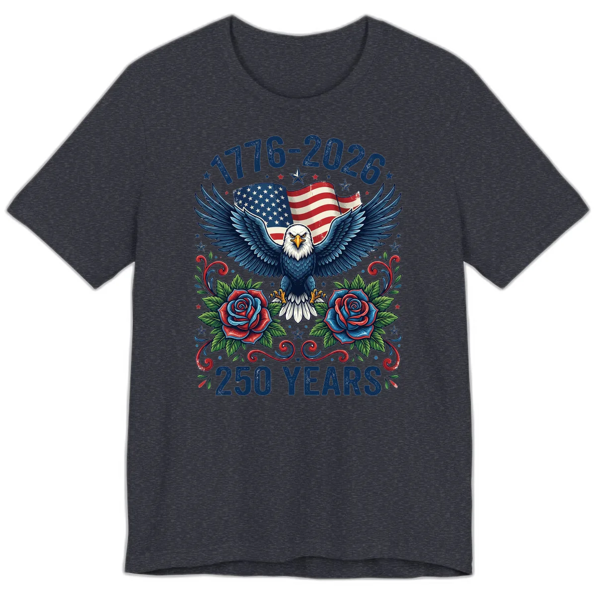 American Eagle 250th Anniversary Premium T-Shirt in Heather Navy