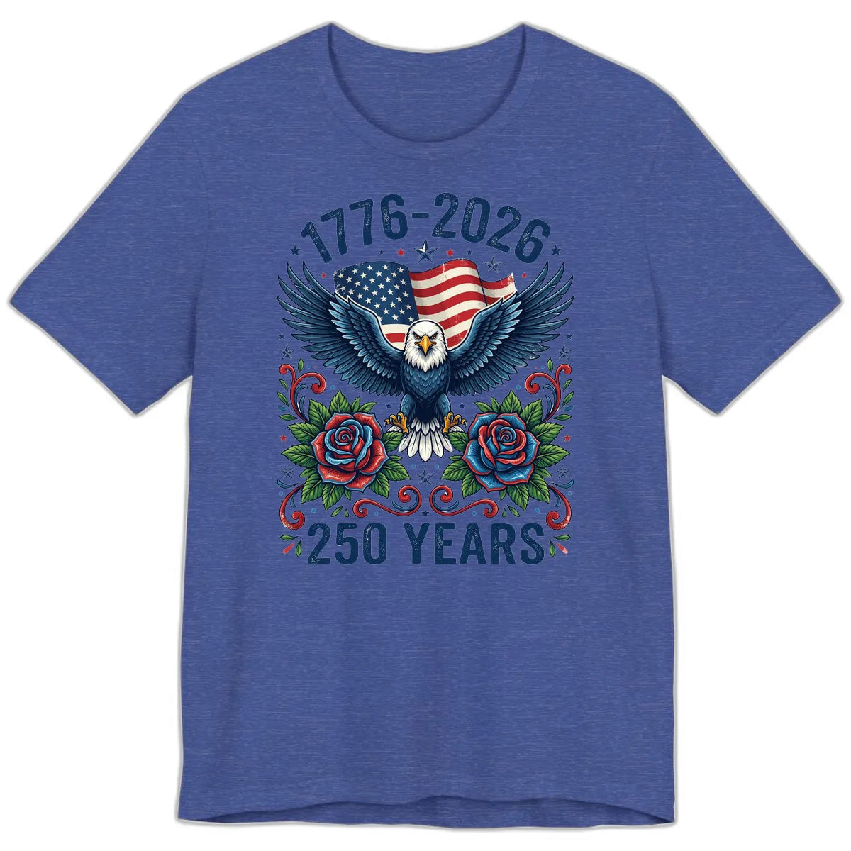 American Eagle 250th Anniversary Premium T-Shirt in Heather True Royal
