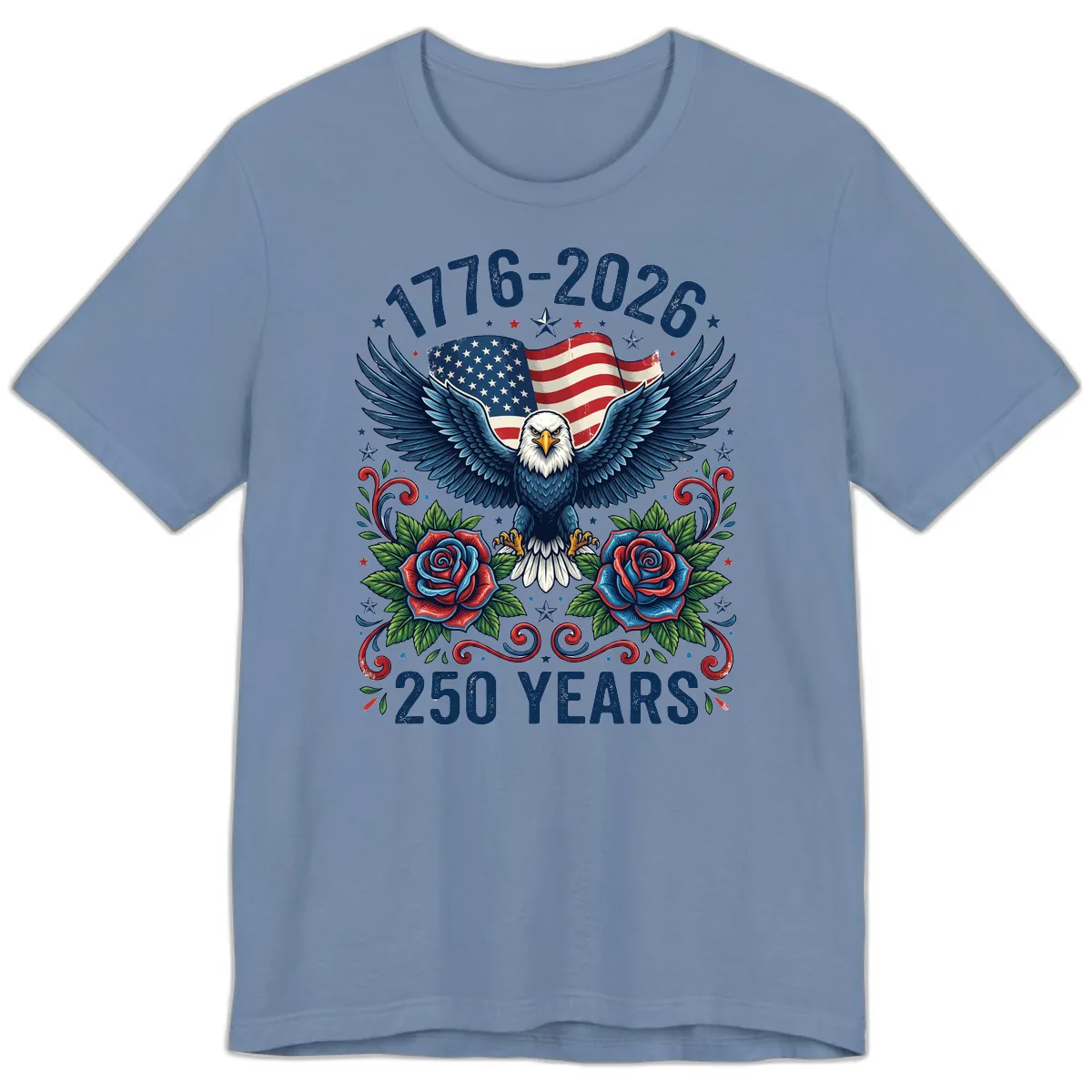 American Eagle 250th Anniversary Premium T-Shirt in Steel Blue