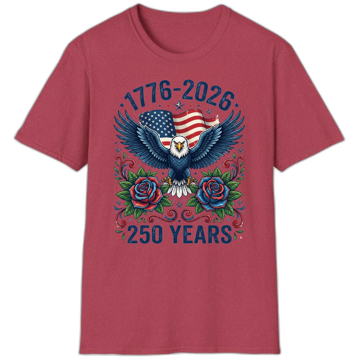 American Eagle 250th Anniversary T-Shirt in Heather Cardinal