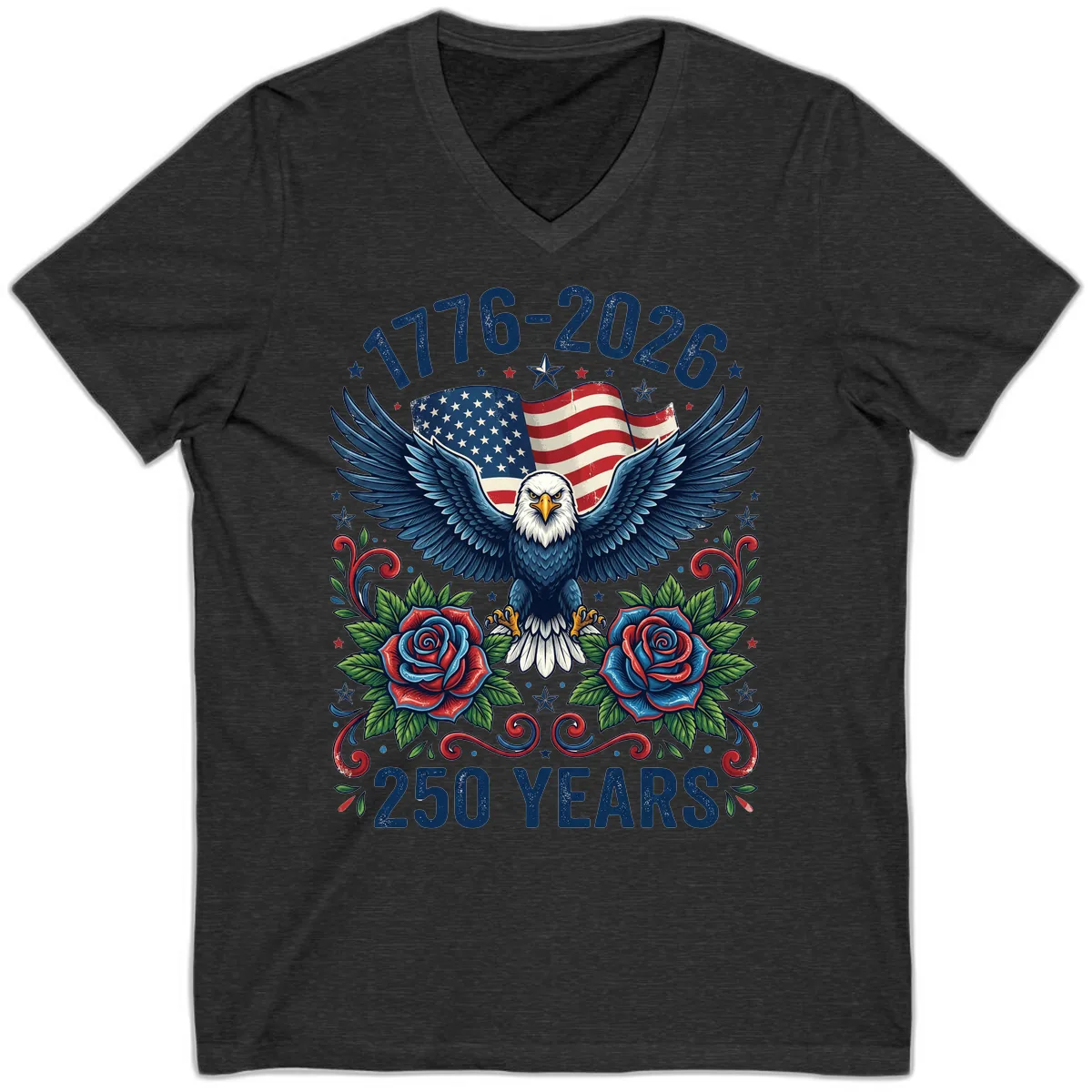 American Eagle 250th Anniversary V-Neck in Dark Grey Heather