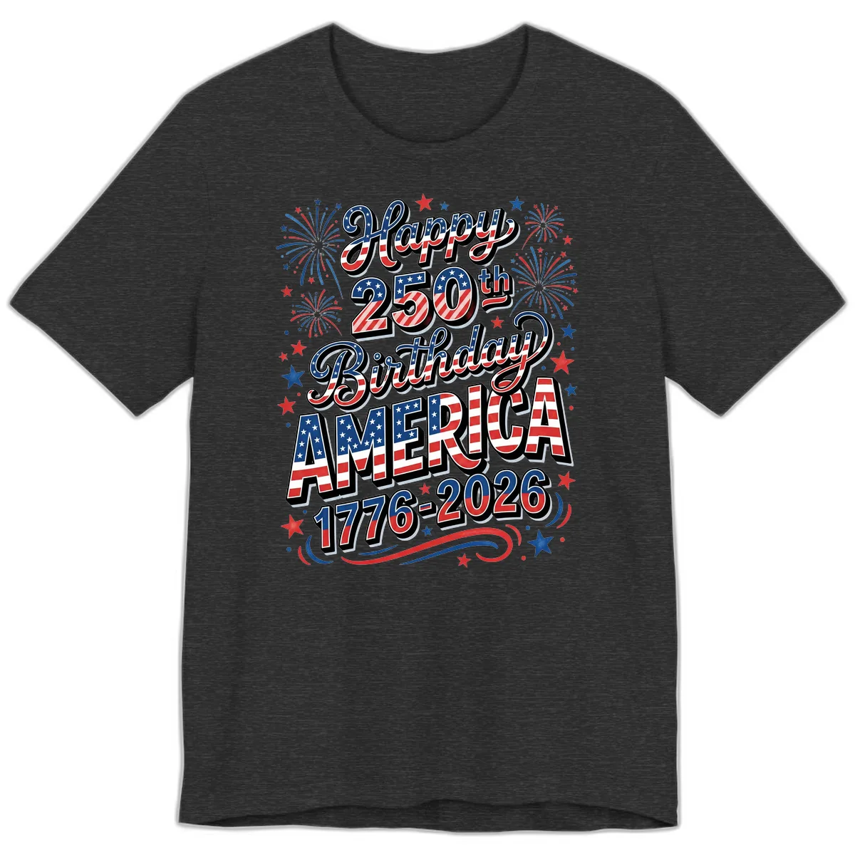 Happy 250th Birthday America Premium T-Shirt in Dark Grey Heather