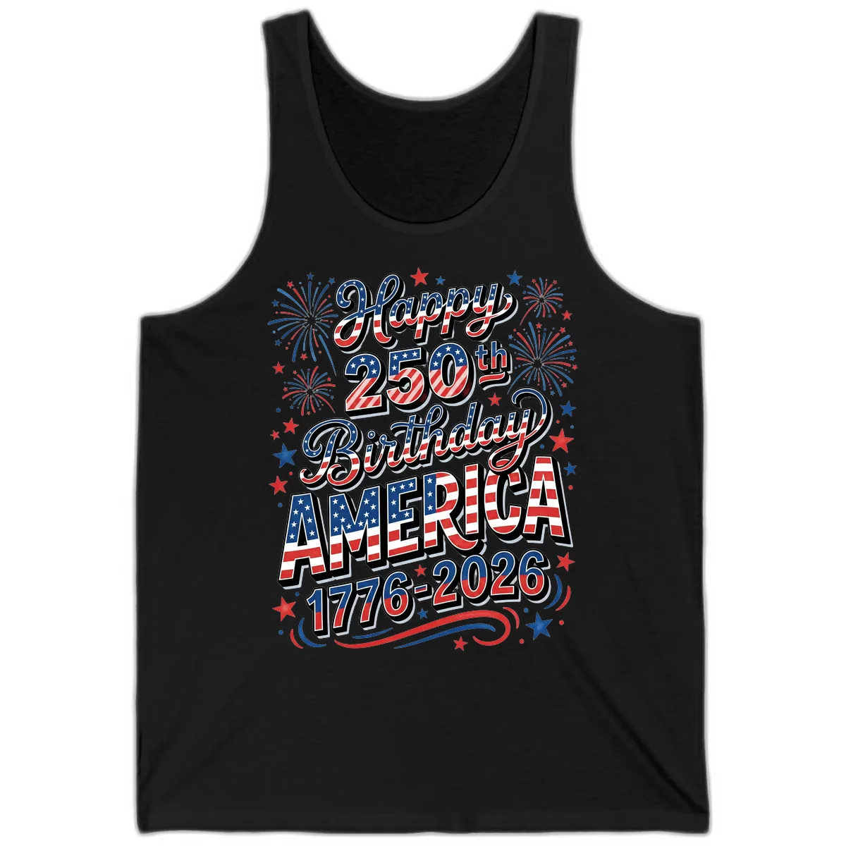 Happy 250th Birthday America Tank in Black