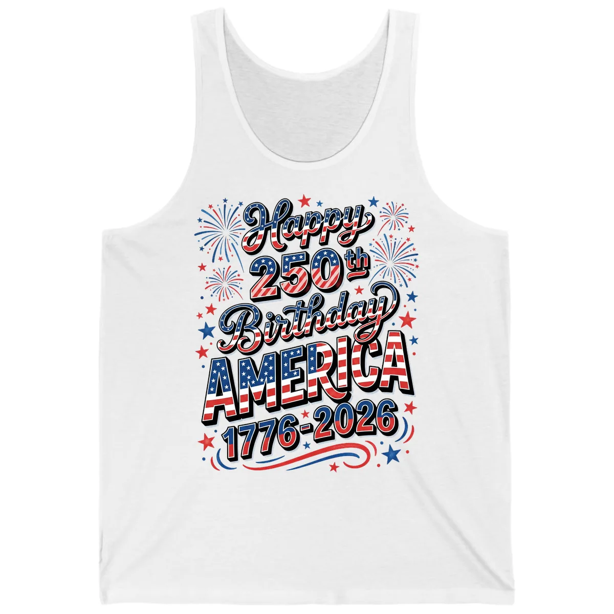 Happy 250th Birthday America Tank in White