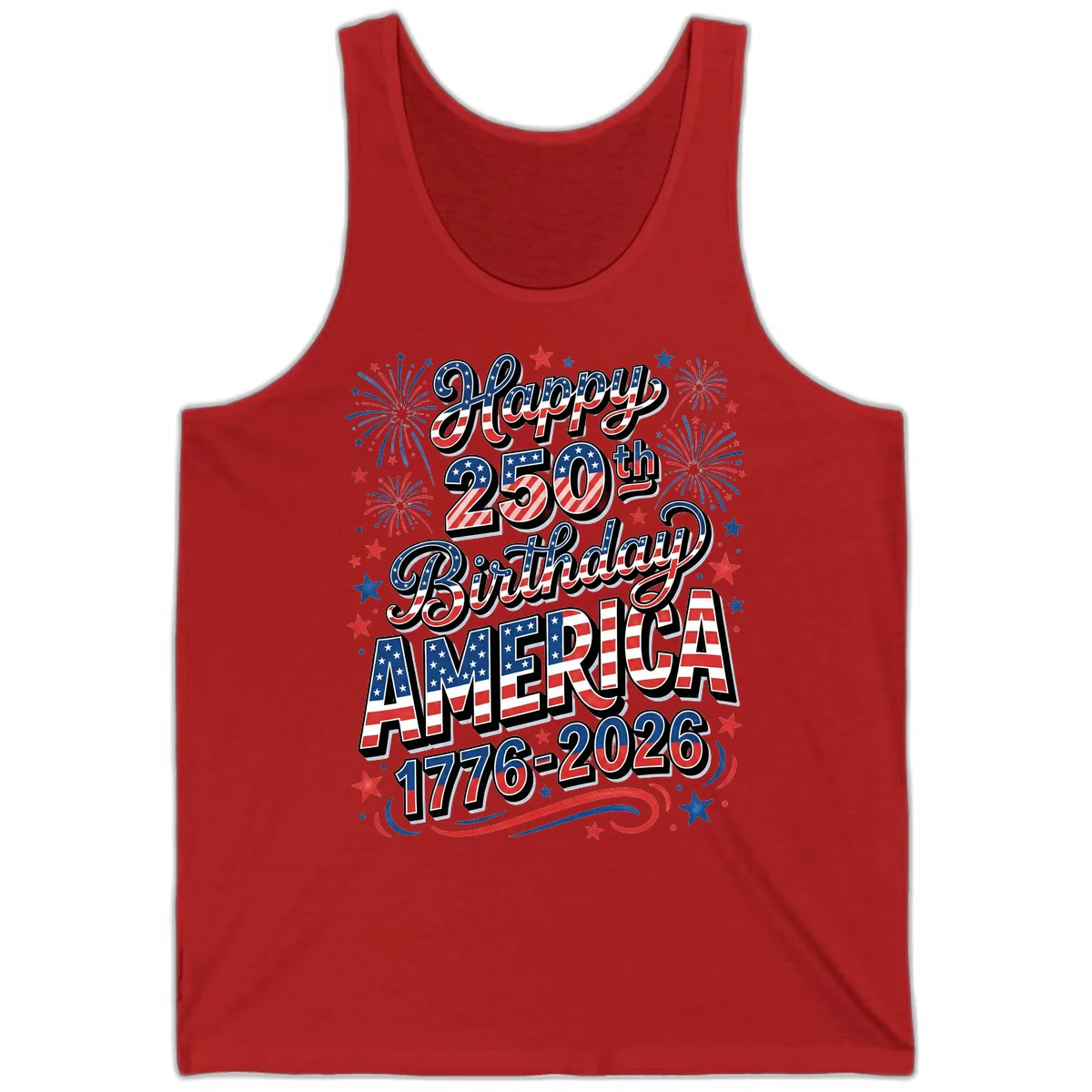 Happy 250th Birthday America Tank in Red