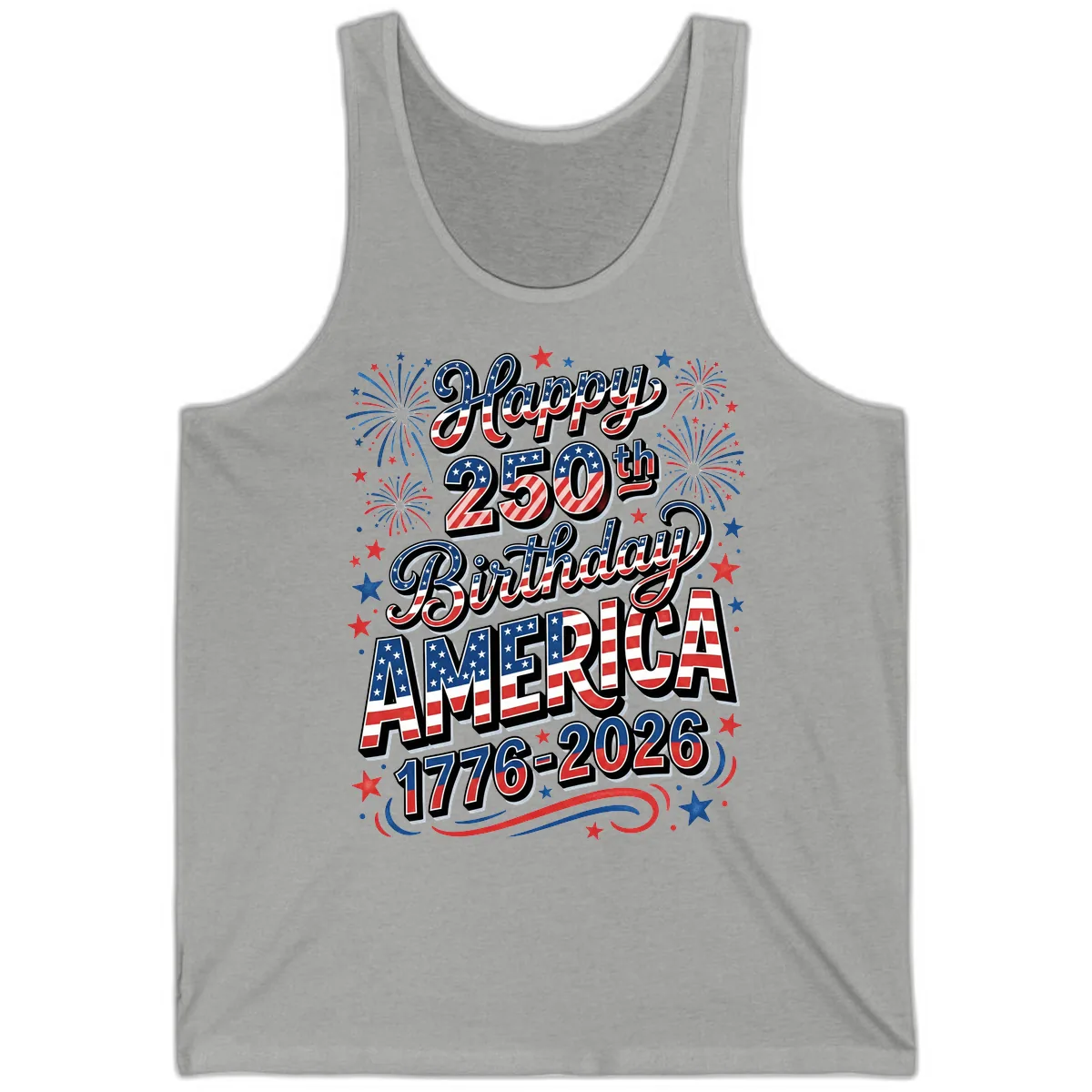 Happy 250th Birthday America Tank in Athletic Heather