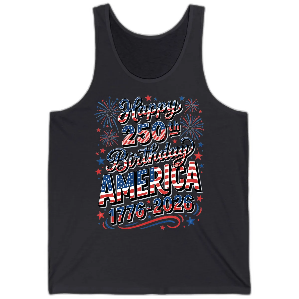 Happy 250th Birthday America Tank in Dark Grey