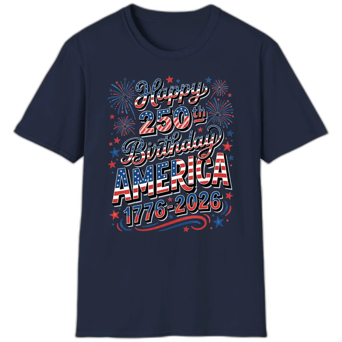 Happy 250th Birthday America T-Shirt in Navy