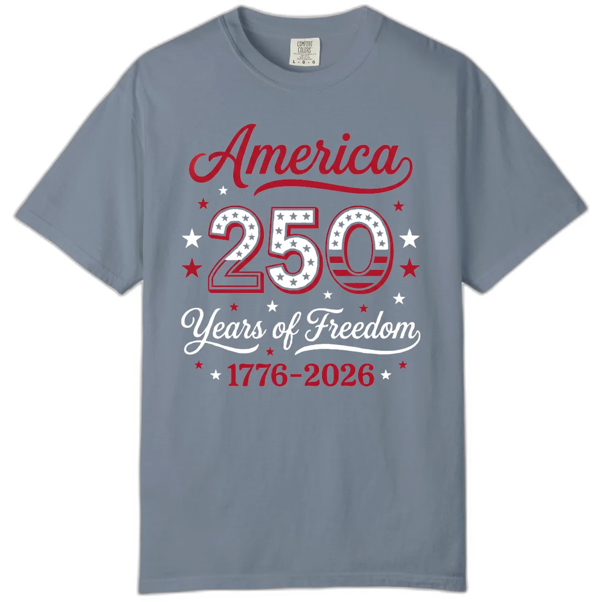 America 250 Years Of Freedom Comfort Color in Blue Jean