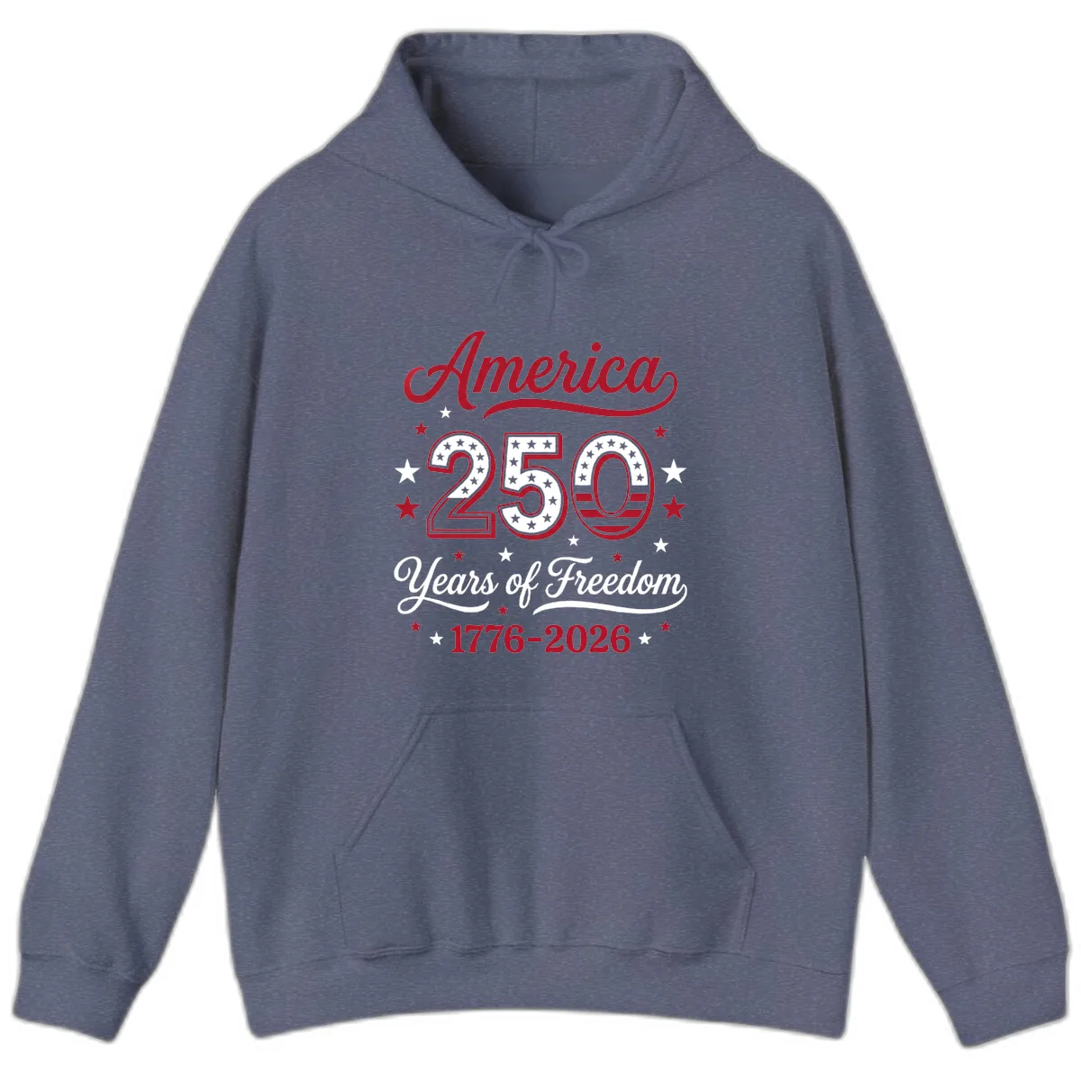 America 250 Years Of Freedom Hoodie in Heather Navy