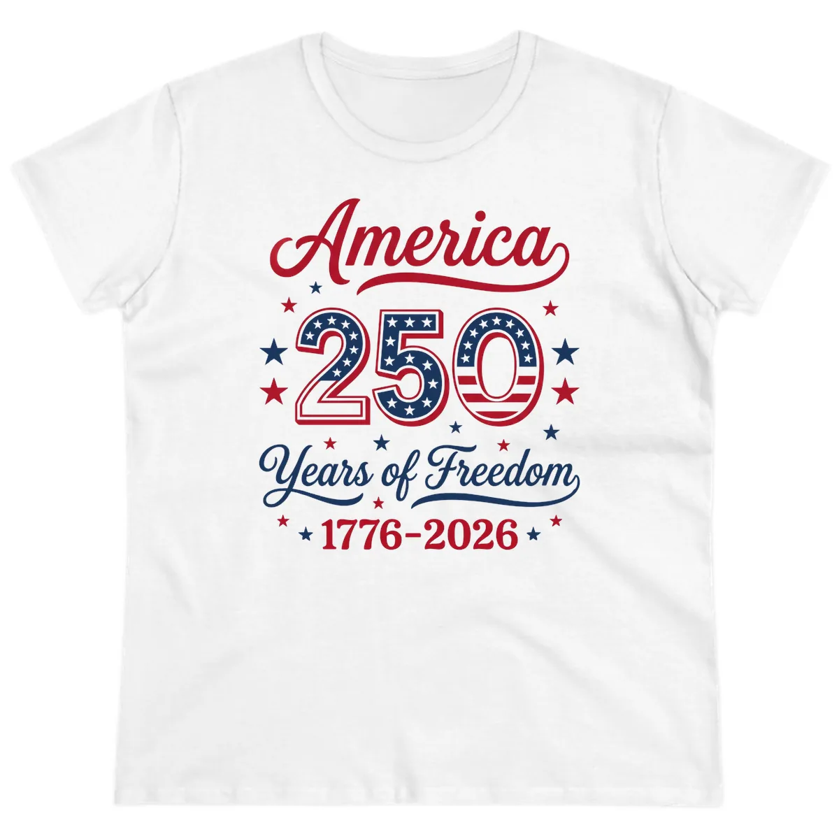 America 250 Years Of Freedom Ladies Tee in White