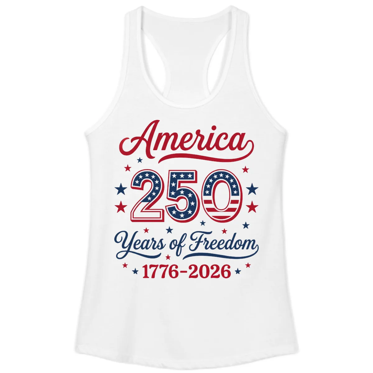 America 250 Years Of Freedom Ladies Tank in White