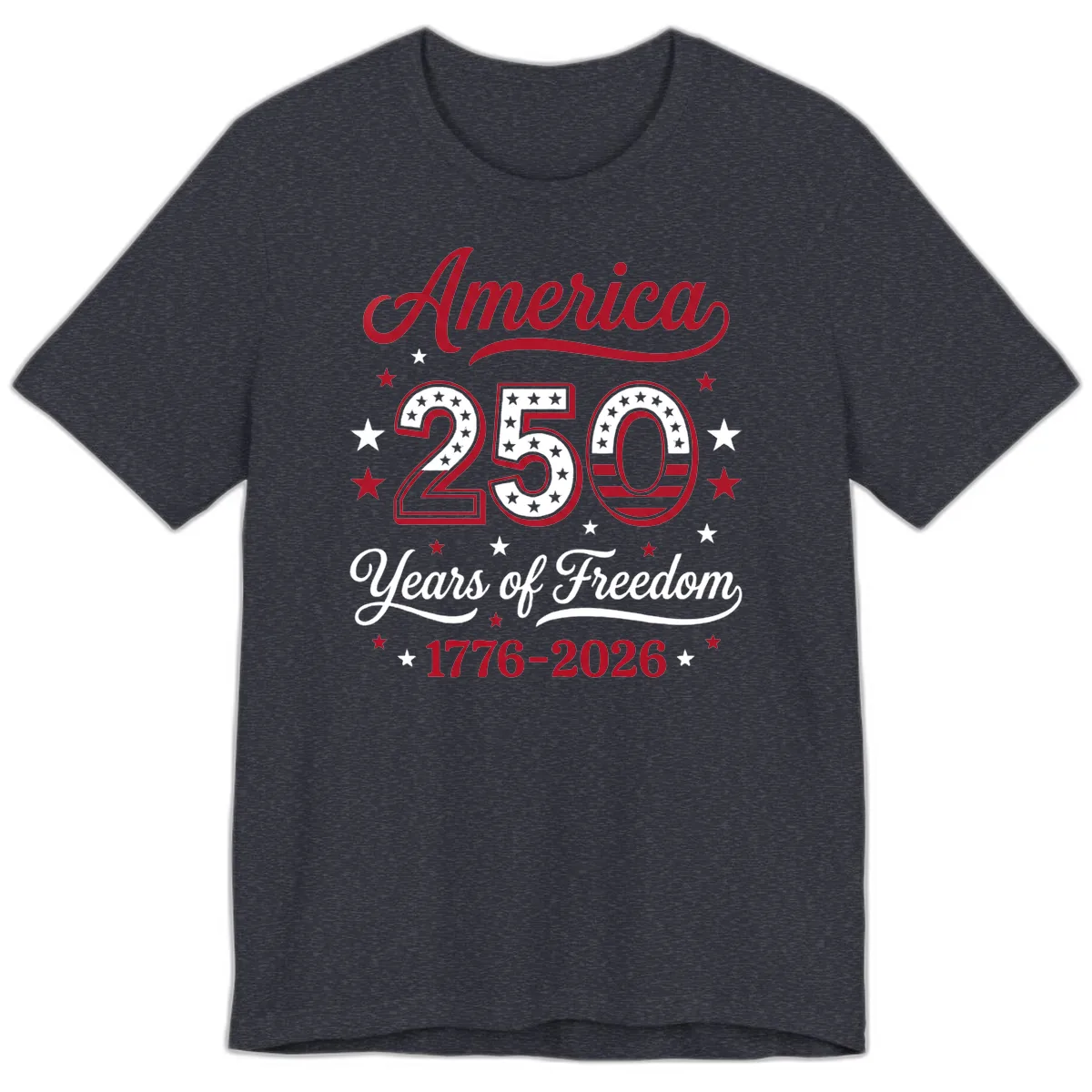 America 250 Years Of Freedom Premium T-Shirt in Heather Navy