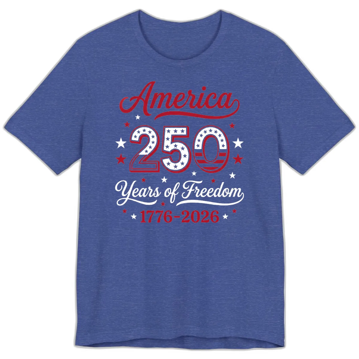 America 250 Years Of Freedom Premium T-Shirt in Heather True Royal
