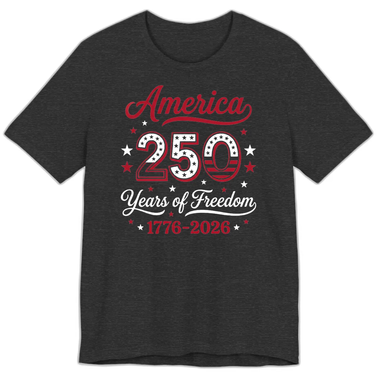 America 250 Years Of Freedom Premium T-Shirt in Dark Grey Heather