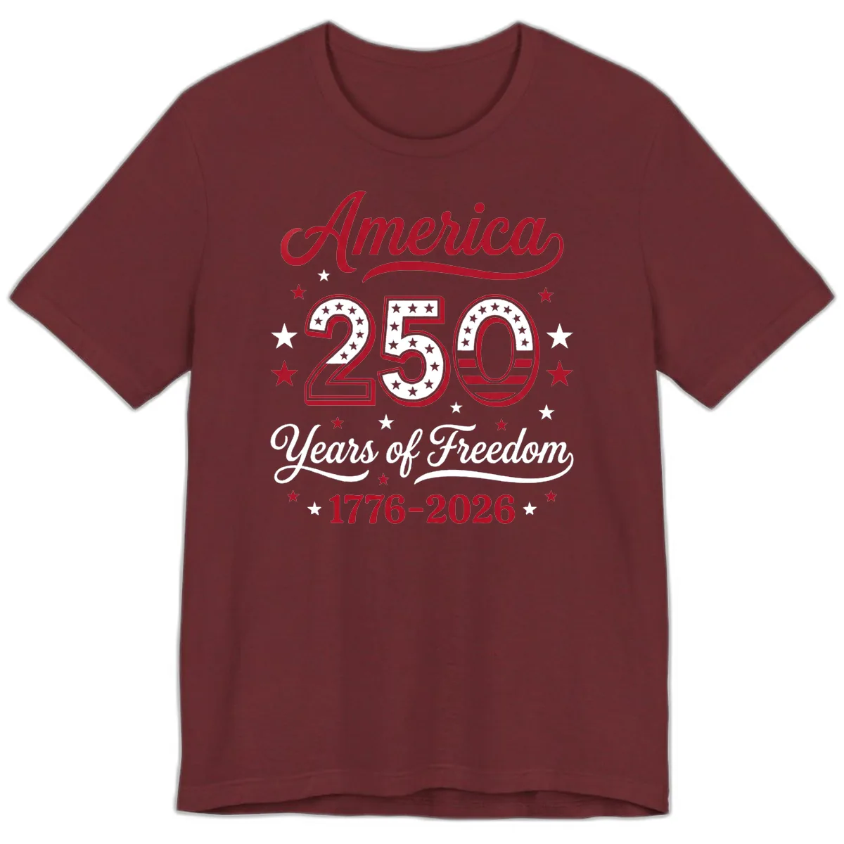 America 250 Years Of Freedom Premium T-Shirt in Heather Cardinal