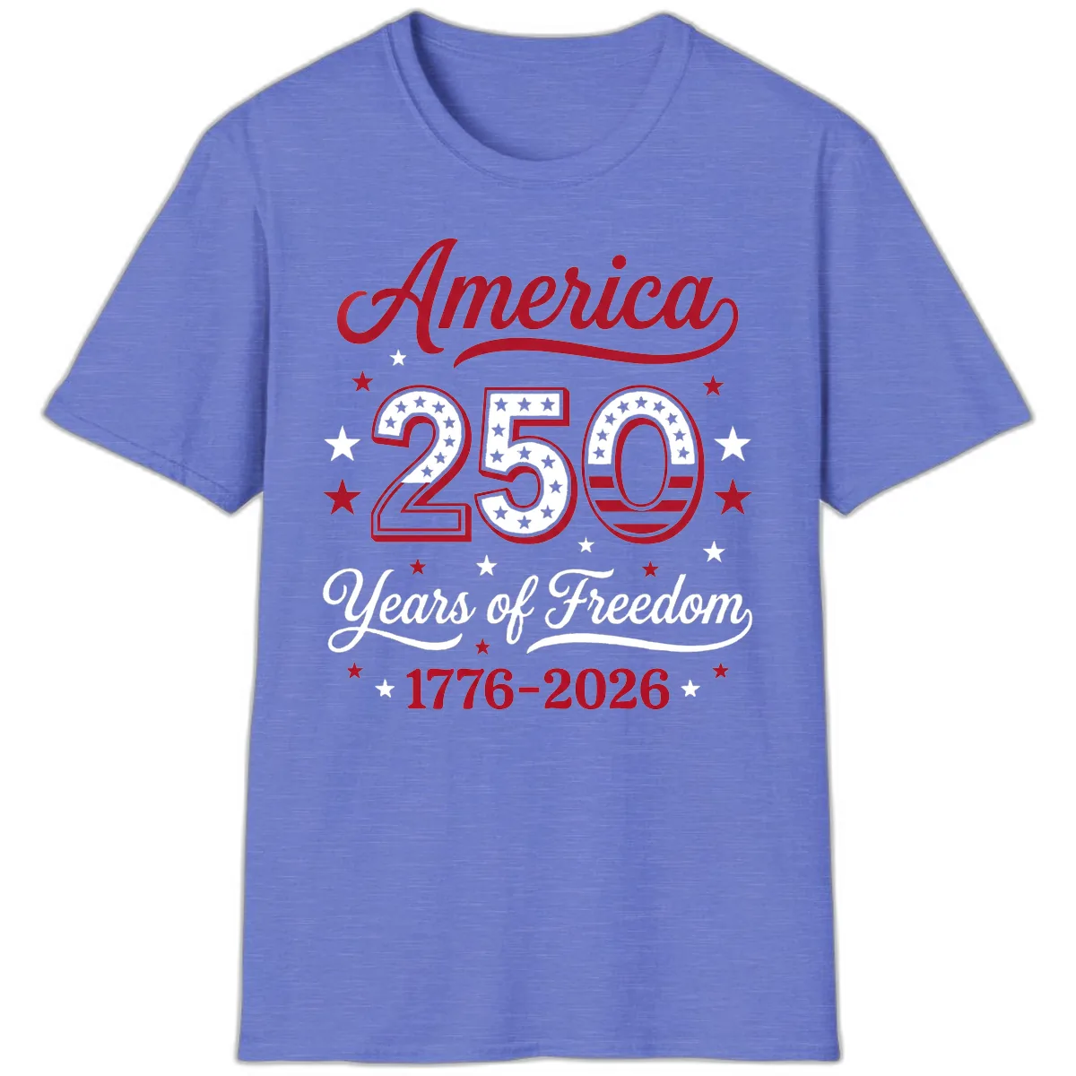 America 250 Years Of Freedom T-Shirt in Heather Royal