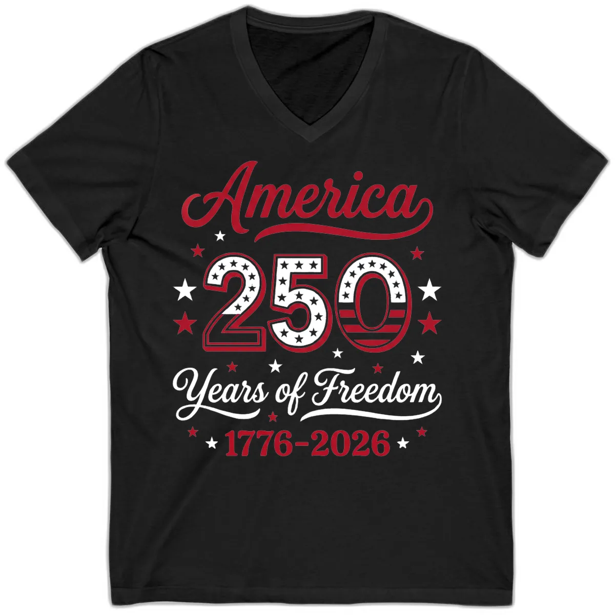America 250 Years Of Freedom V-Neck in Black